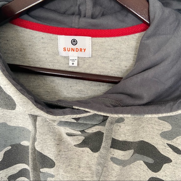 Evereve Sundry Hoodie Camouflage XS Gray Oatmeal Silver Small Medium Sweatshirt - Picture 2 of 7